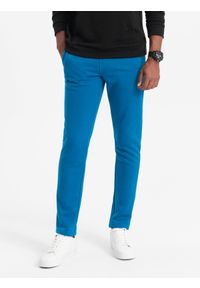 Ombre Clothing - Spodnie męskie dresowe - niebieskie V12 P866 - XXL. Kolor: niebieski. Materiał: dresówka. Styl: klasyczny #6