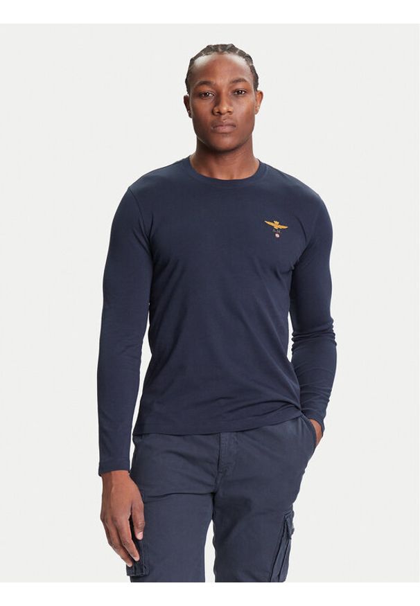 Aeronautica Militare Longsleeve 252TS2390UJ00372 Granatowy Regular Fit. Kolor: niebieski. Materiał: bawełna. Długość rękawa: długi rękaw