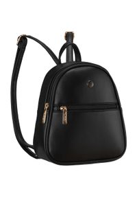 Mały plecak damski mini plecaczek miejski na suwak czarny ze skóry ekologicznej Peterson PTN MX03-P. Kolor: czarny. Materiał: skóra ekologiczna #1