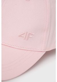 4f - 4F czapka bawełniana kolor różowy gładka. Kolor: różowy. Materiał: bawełna. Wzór: gładki