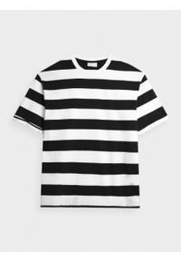 outhorn - T-shirt oversize w paski męski - czarno-biały. Kolor: biały, wielokolorowy, czarny. Materiał: materiał, bawełna, dzianina. Wzór: paski #2