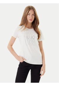 Liu Jo Sport T-Shirt TF5166 JS003 Écru Regular Fit. Materiał: bawełna. Styl: sportowy