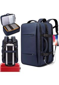 Plecak podróżny Bange BackPack biznesowy plecak rozszerzalny Torba pojemna do laptopa 17.3" z portem USB Granatowy. Kolor: niebieski. Styl: biznesowy