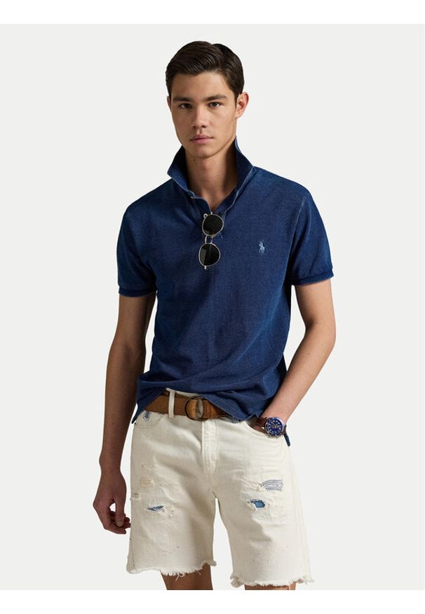 Polo Ralph Lauren Polo 710970581001 Niebieski Slim Fit. Typ kołnierza: polo. Kolor: niebieski. Materiał: bawełna