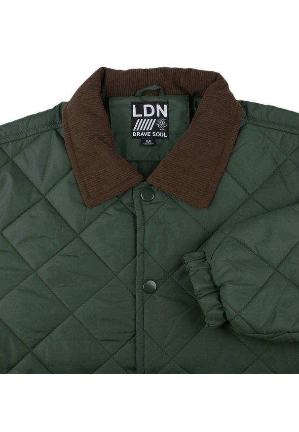 Przejściowa (Delikatnie Ocieplona) Kurtka Pikowana - Brave Soul - Ciemna Oliwka. Materiał: poliester, tkanina. Sezon: zima, jesień, wiosna
