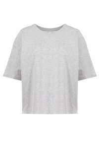 Born2be - Jasnoszary T-shirt z Bawełny Phoebomeda. Kolor: szary. Materiał: bawełna. Długość rękawa: krótki rękaw. Długość: krótkie. Wzór: gładki #6