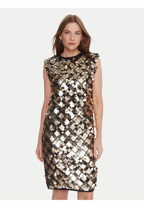 LOLA CASADEMUNT Sukienka koktajlowa LF2516016 Srebrny Regular Fit. Kolor: srebrny. Materiał: syntetyk. Styl: wizytowy