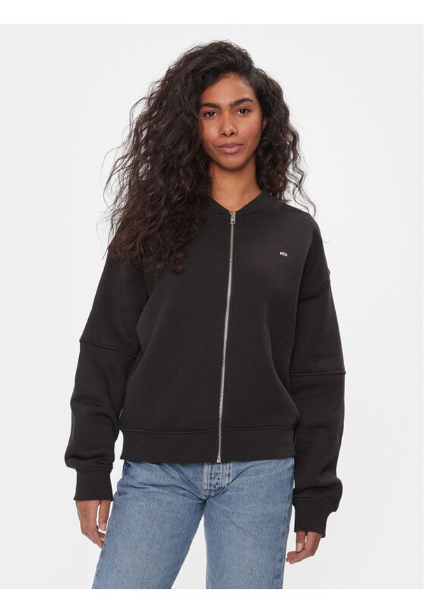 Tommy Jeans Bluza Tjw Zip Thru Bomber DW0DW17957 Czarny Regular Fit. Kolor: czarny. Materiał: syntetyk, bawełna