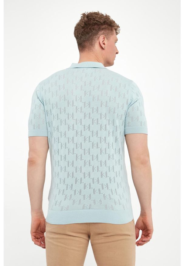 Karl Lagerfeld - Polo męskie z ażurowym logo KARL LAGERFELD. Typ kołnierza: polo. Wzór: ażurowy