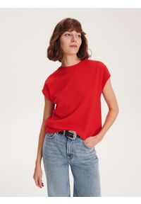 Reserved - T-shirt kimono - czerwony. Kolor: czerwony. Materiał: bawełna