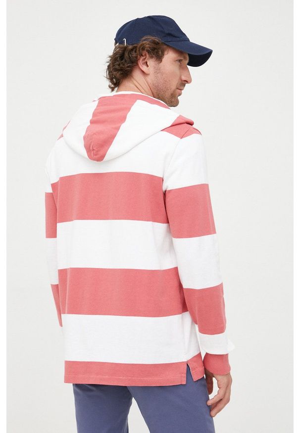 Polo Ralph Lauren bluza bawełniana męska kolor czerwony z kapturem wzorzysta. Okazja: na co dzień. Typ kołnierza: polo, kaptur. Kolor: czerwony. Materiał: bawełna. Długość: krótkie. Styl: casual
