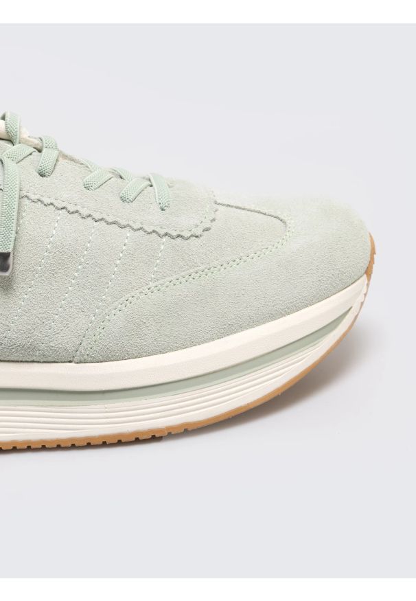 Big-Star - Sneakersy damskie ze skóry naturalnej pistacjowe RR274A350 300. Okazja: na co dzień. Kolor: zielony. Materiał: skóra