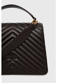 Pinko torebka skórzana kolor brązowy. Kolor: brązowy. Materiał: skórzane. Rodzaj torebki: na ramię #5