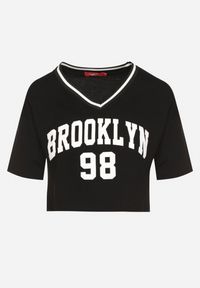 Born2be - Czarny Bawełniany T-shirt z Napisem Nitanelia. Okazja: na co dzień. Kolor: czarny. Materiał: bawełna. Wzór: napisy. Styl: casual #4