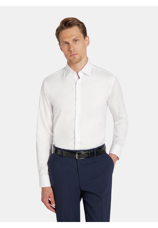 Pako Lorente - PAKO LORENTE – Koszula męska biała KOAN P000B-1X-575-B. Kolor: biały. Materiał: bawełna. Długość rękawa: długi rękaw. Długość: długie. Wzór: gładki. Styl: elegancki