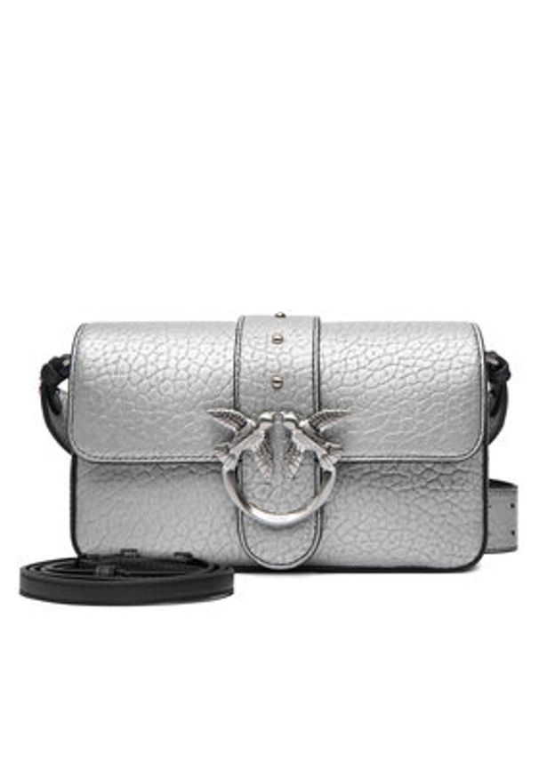Pinko - PINKO Torebka Love One Mini Slouchy Fl AI 25-26 PLTT 104340 A2JT Srebrny. Kolor: srebrny. Materiał: skórzane