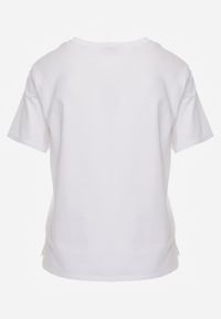 Renee - Biały Bawełniany T-shirt Ozdobiony po Bokach Rozcięciami Brinelle. Kolor: biały. Materiał: bawełna. Wzór: aplikacja. Sezon: lato. Styl: elegancki, sportowy #2