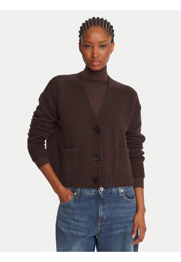 Weekend Max Mara Kardigan Filmato 2525346062 Brązowy Regular Fit. Kolor: brązowy. Materiał: wełna
