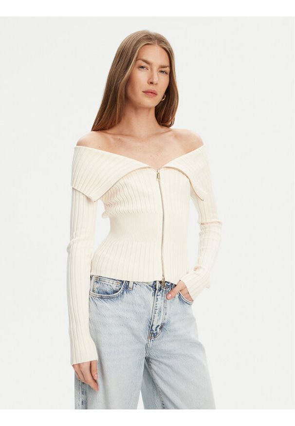 Guess Sweter W5YR03 Z30I2 Écru Slim Fit. Materiał: wiskoza