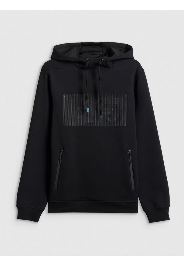 4f - 4F Bluza dresowa regular z kapturem męska - czarna XXL. Okazja: na co dzień. Typ kołnierza: kaptur. Kolor: czarny. Materiał: dresówka. Wzór: gładki. Styl: casual
