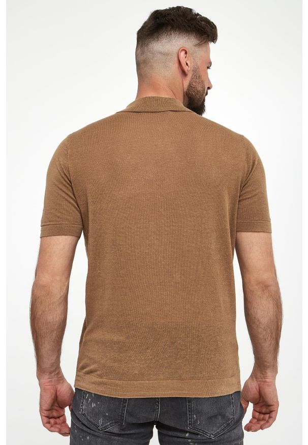 Karl Lagerfeld - Polo męskie lniane KARL LAGERFELD. Typ kołnierza: polo. Materiał: len