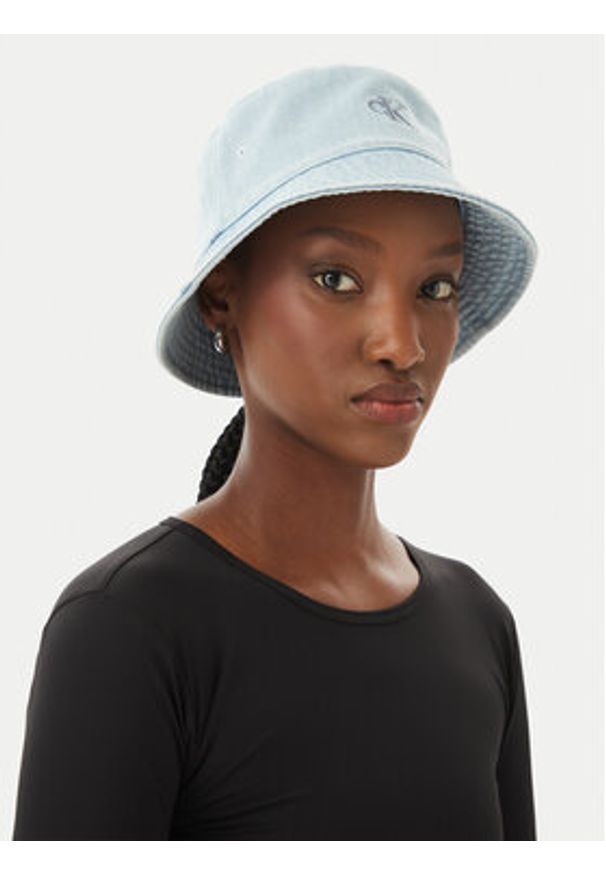 Calvin Klein Kapelusz Embro Monogram Denim Bucket Hat LV04K5021G Błękitny. Kolor: niebieski. Materiał: bawełna