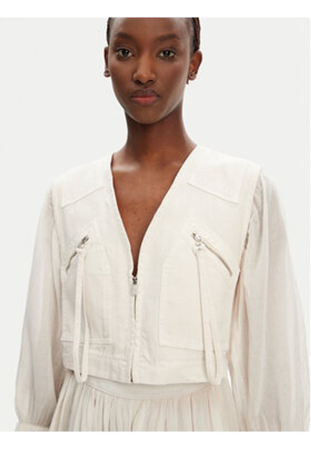 Pinko - PINKO Sukienka codzienna Frank 105251 A2MI Écru Regular Fit. Okazja: na co dzień. Materiał: bawełna. Typ sukienki: proste. Styl: casual