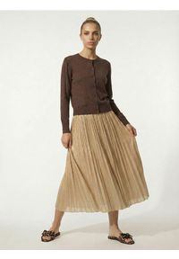 Sinsay - Plisowana spódnica midi - beżowy. Kolor: beżowy #1