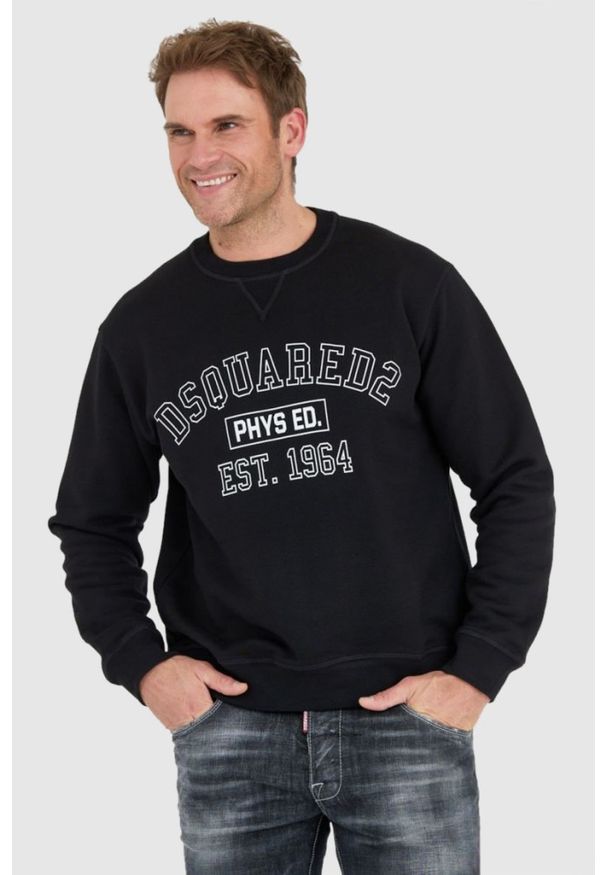 DSQUARED2 Czarna bluza męska z logo phys ed., Rozmiar M. Kolor: czarny