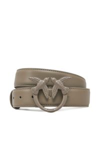 Pinko - PINKO Pasek Damski Love Berry H3 Belt PE 25 PLT01 100125 A1K2 Szary. Kolor: szary. Materiał: skóra