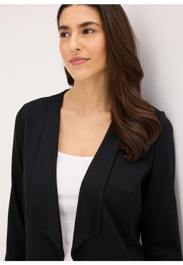 bonprix - Żakiet z dżerseju z mieszanki wiskozy. Kolor: czarny. Materiał: jersey, wiskoza. Długość rękawa: długi rękaw. Długość: długie