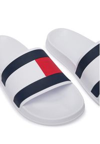 TOMMY HILFIGER - Tommy Hilfiger Klapki Core Hilfiger Flag Pool Slide FM0FM05798 Biały. Kolor: biały. Materiał: skóra #3