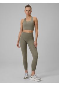 4f - 4F Legginsy treningowe szybkoschnące damskie - oliwkowe XL. Stan: podwyższony. Kolor: oliwkowy, wielokolorowy, brązowy. Materiał: włókno. Długość: długie. Sport: fitness #2