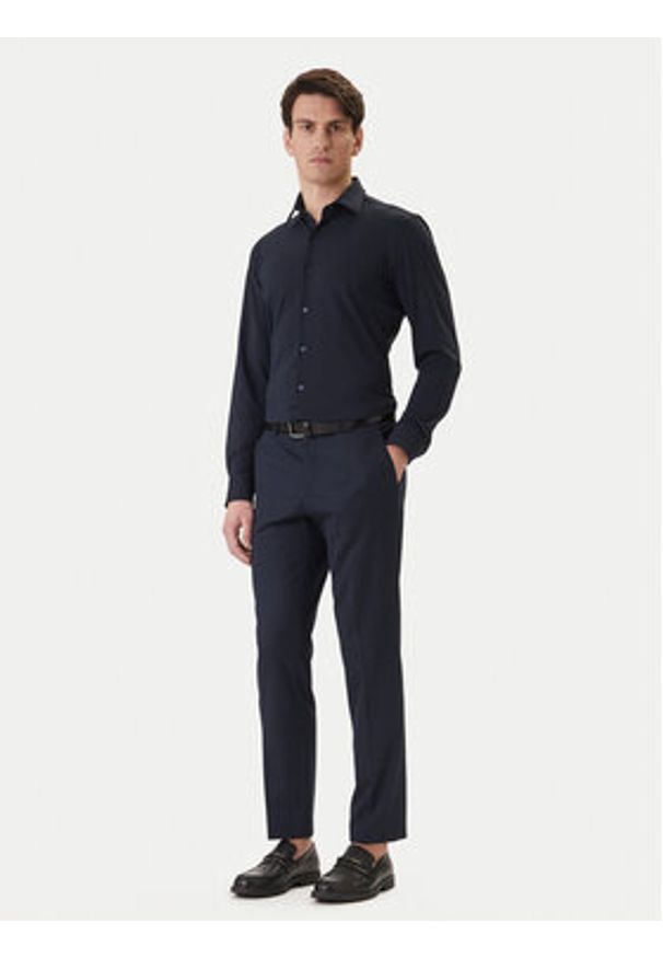 BOSS Koszula P-Hank 50555767 Granatowy Slim Fit. Kolor: niebieski. Materiał: syntetyk