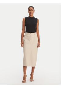 Morgan Spódnica z imitacji skóry 261-JILFIT Beżowy Slim Fit. Kolor: beżowy. Materiał: skóra #5