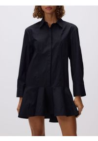 Reserved - Sukienka koszulowa - czarny. Kolor: czarny. Materiał: bawełna, tkanina. Typ sukienki: koszulowe #1