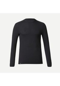 FORCLAZ - Koszulka z długim rękawem męska Forclaz MT500 merino. Kolor: czarny. Materiał: materiał, wełna. Długość rękawa: długi rękaw. Długość: długie