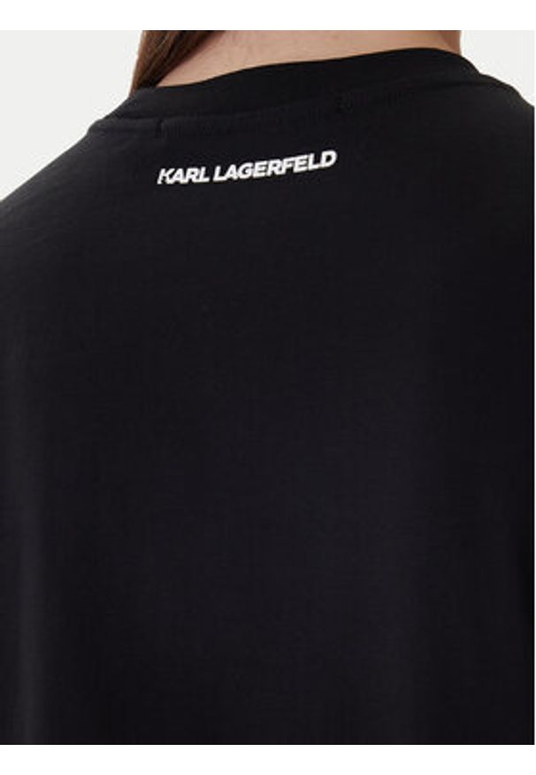 Karl Lagerfeld - KARL LAGERFELD T-Shirt A1W17126 Czarny Regular Fit. Typ kołnierza: dekolt w karo. Kolor: czarny. Materiał: bawełna