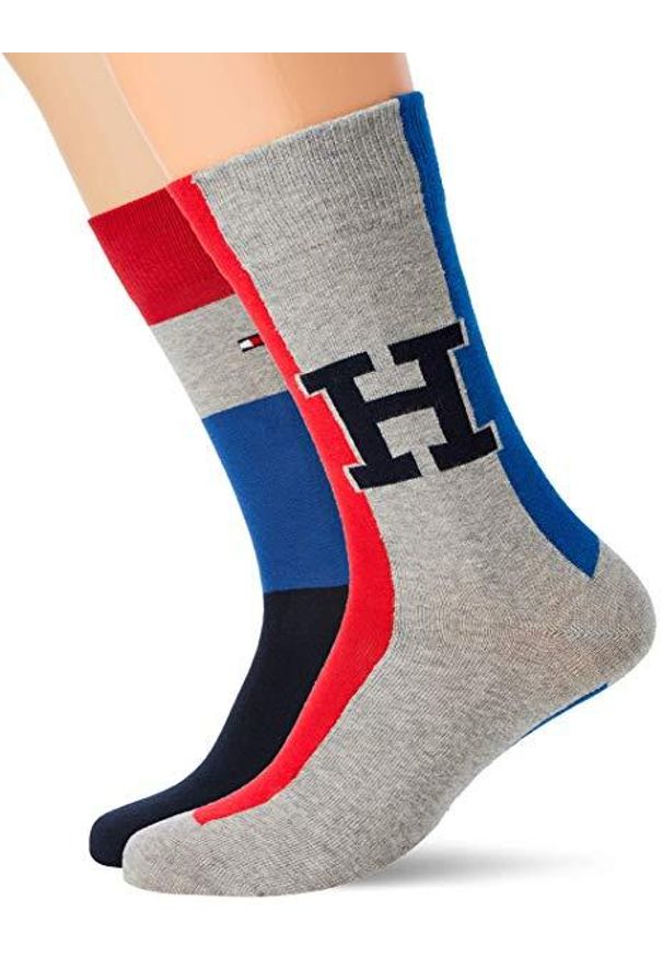 ZEAGLE - Skarpetki Tommy Hilfiger dla mężczyzn - Zestaw 2 par z bawełny 39-42. Kolor: wielokolorowy. Materiał: elastan, poliamid, bawełna