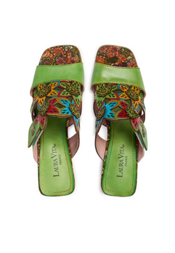 Laura Vita Klapki Jacqueso 09 Zielony. Kolor: zielony. Materiał: skóra
