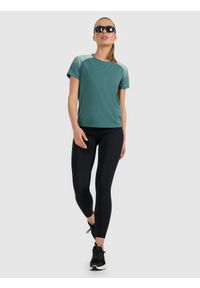 4f - 4F Koszulka do biegania w terenie szybkoschnąca damska - turkusowa S. Kolor: turkusowy. Materiał: tkanina, włókno, materiał. Długość rękawa: raglanowy rękaw #2