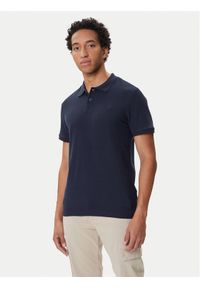Mustang Polo Pierre 1016880 Granatowy Slim Fit. Typ kołnierza: polo. Kolor: niebieski. Materiał: bawełna