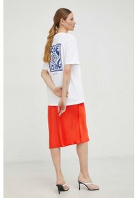 Samsoe & Samsoe - Samsoe Samsoe t-shirt bawełniany kolor biały z nadrukiem. Kolor: biały. Materiał: bawełna. Długość rękawa: krótki rękaw. Długość: krótkie. Wzór: nadruk #7