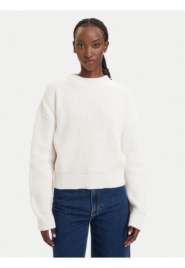 Hugo - HUGO Sweter Slogerya_B 50565449 Kremowy Regular Fit. Kolor: kremowy. Materiał: bawełna