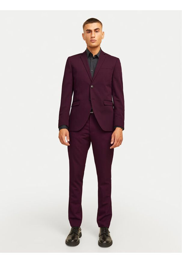 Jack & Jones Garnitur Franco 12181339 Fioletowy Super Slim Fit. Kolor: fioletowy. Materiał: syntetyk