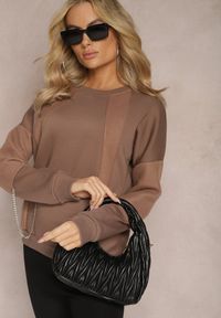Renee - Brązowa Bawełniana Bluza z Łańcuszkiem Eleutia. Kolor: brązowy. Materiał: bawełna. Styl: klasyczny #3