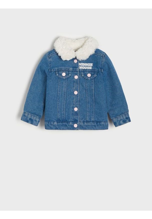 Sinsay - Kurtka Myszka Minnie - niebieski. Kolor: niebieski. Materiał: jeans, tkanina. Wzór: motyw z bajki