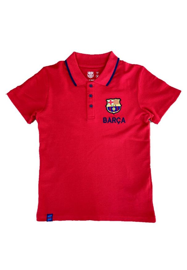 FC Barcelona - Koszulka z kołnierzykiem dziecięca Barcelona. Kolor: czerwony