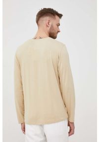 Resteröds longsleeve męski kolor beżowy gładki. Kolor: beżowy. Materiał: bawełna, włókno, dzianina. Długość rękawa: długi rękaw. Wzór: gładki #2