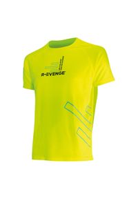 R-EVENGE - Koszulka z krótkim rękawem męska Fitness Running Cardio żółta. Kolor: żółty. Materiał: poliester. Długość rękawa: krótki rękaw. Długość: krótkie. Sport: bieganie, fitness